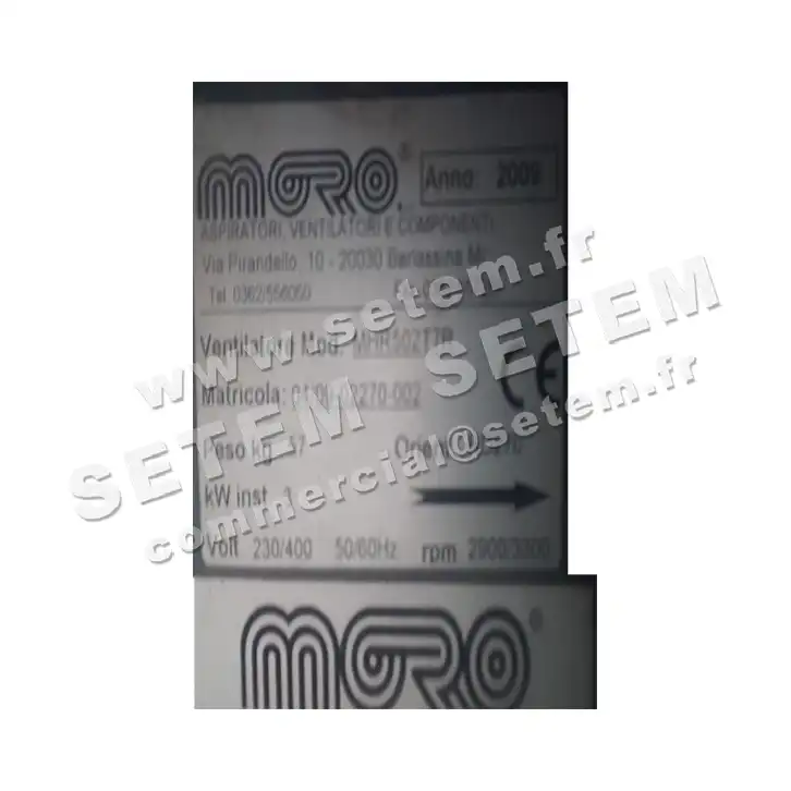 VENTILATEUR MHR502T7R 3KW 2P T230/400V RD 270° 3