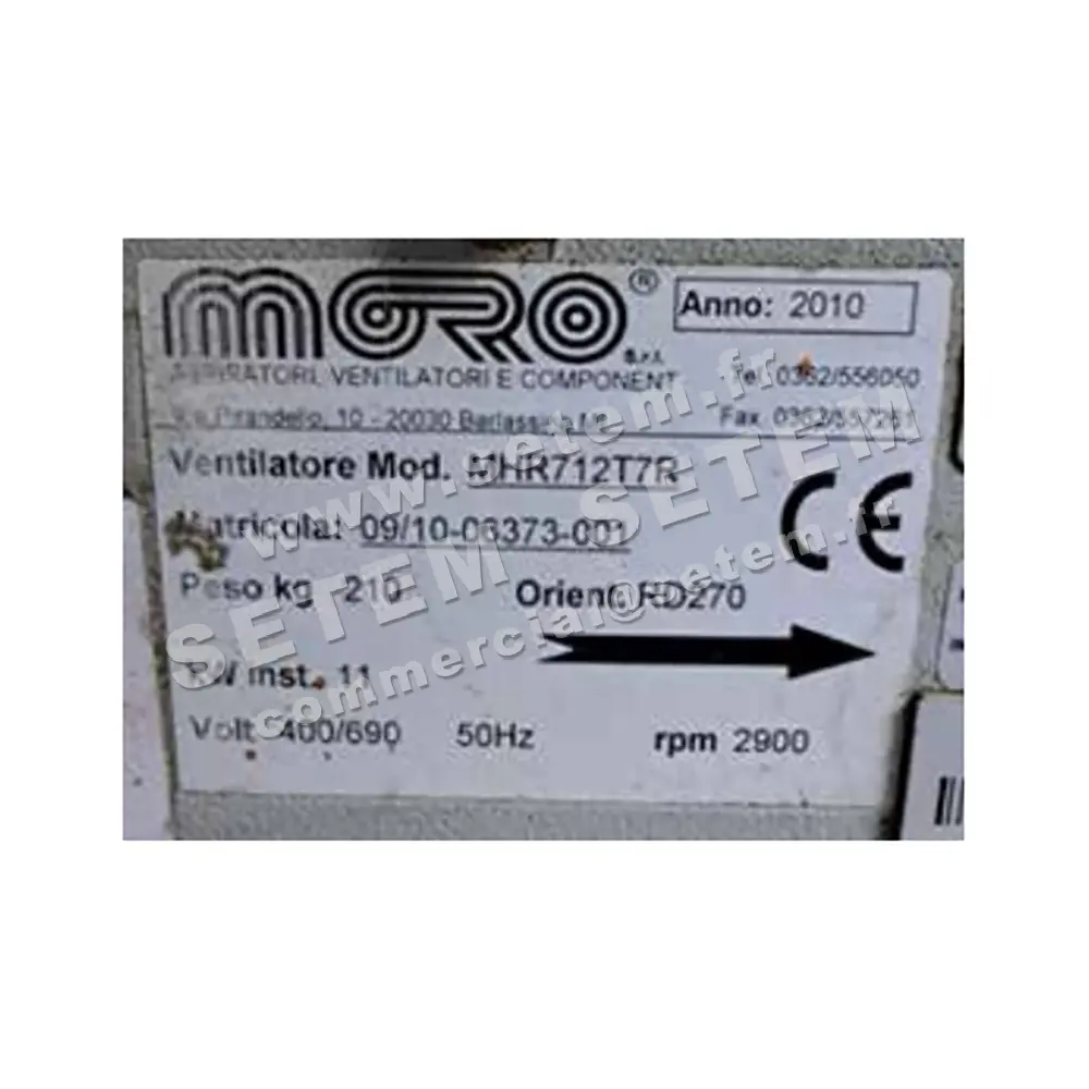 4335002220-VENTILATEUR MORO MHR712T7R 11KW 2P T230/400V RD 0° 2