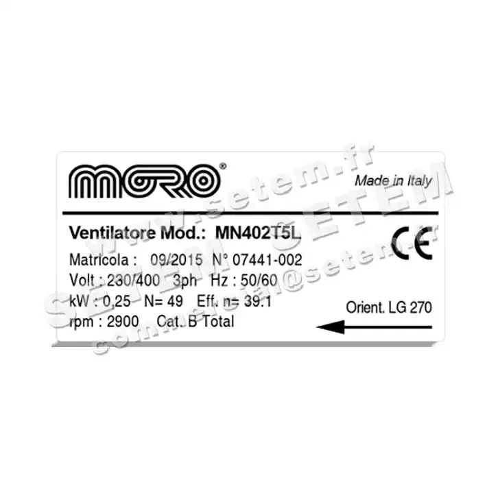 4335005702-VENTILATEUR MORO MN402T5L LG 270° 0.25KW 2P T230/400V 3