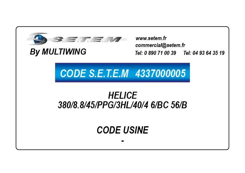 4337000005-HELICE 380/8.8/45/PPG/3HL/40/4 MULTIWING 6/BC 56/B