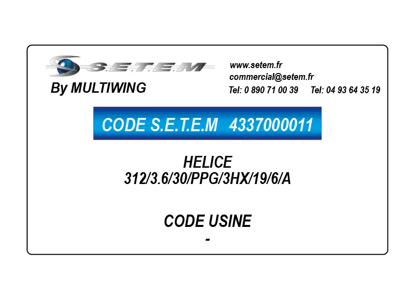 4337000011-HELICE 312/3.6/30/PPG/3HX/19/6/A MULTIWING