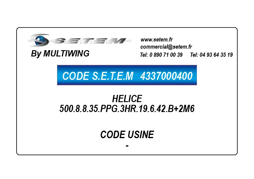 4337000400-HELICE 500.8.8.35.PPG.3HR.19.6.42.B+2M6 MULTIWING
