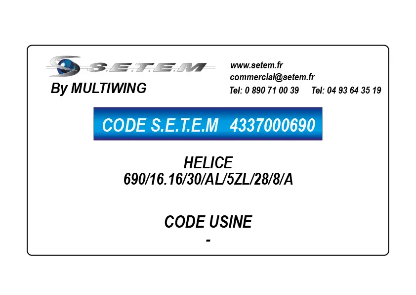 4337000690-HELICE 690/16.16/30/AL/5ZL/28/8/A MULTIWING