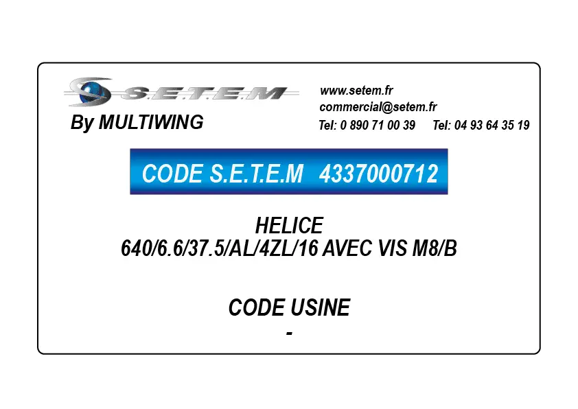 4337000712-HELICE 640/6.6/37.5/AL/4ZL/16 AVEC VIS M8/B MULTIWING
