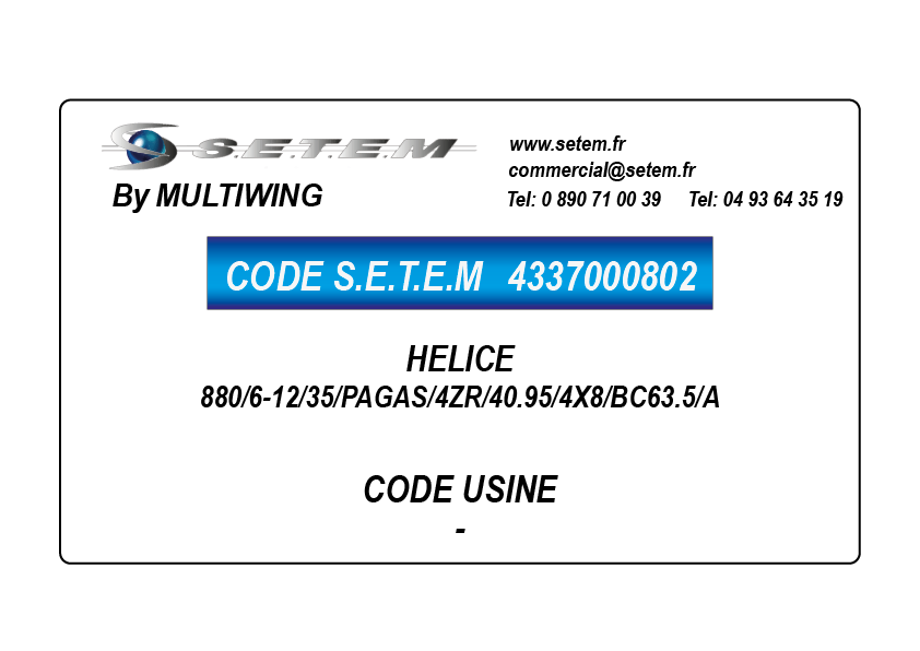 HELICE 880/6-12/35/PAGAS/4ZR/40.95/4X8/BC63.5/B