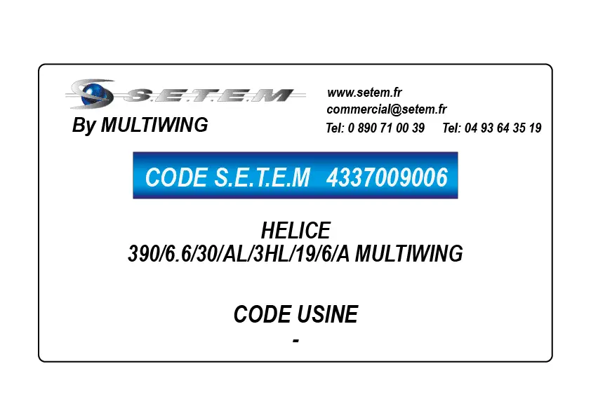 4337009006-HELICE 390/6.6/30/AL/3HL/19/6/A MULTIWING