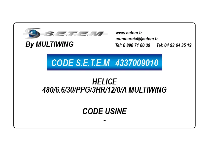 4337009010-HELICE 480/6.6/30/PPG/3HR/12/0/A MULTIWING