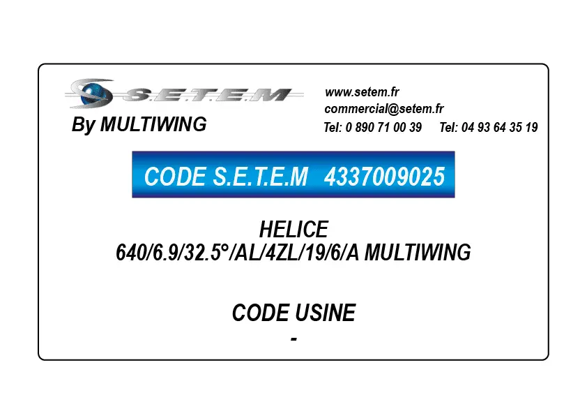 4337009025-HELICE 640/6.9/32.5°/AL/4ZL/19/6/A MULTIWING