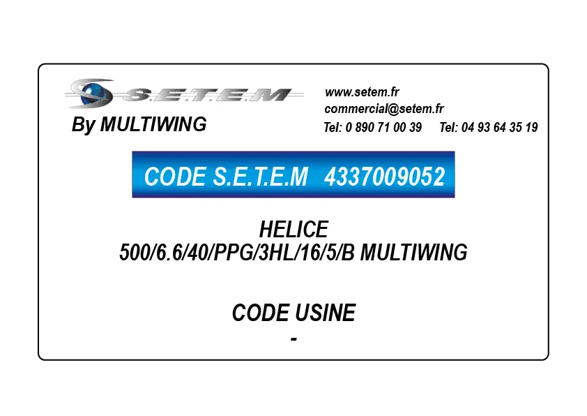 4337009052-HELICE 500/6.6/40/PPG/3HL/16/5/B MULTIWING