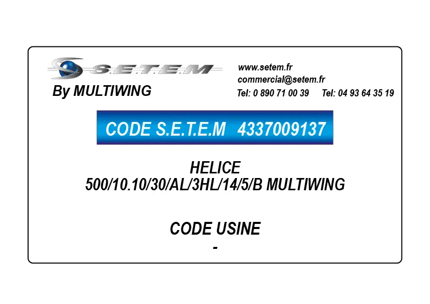 4337009137-HELICE 500/10.10/30/AL/3HL/14/5/B MULTIWING
