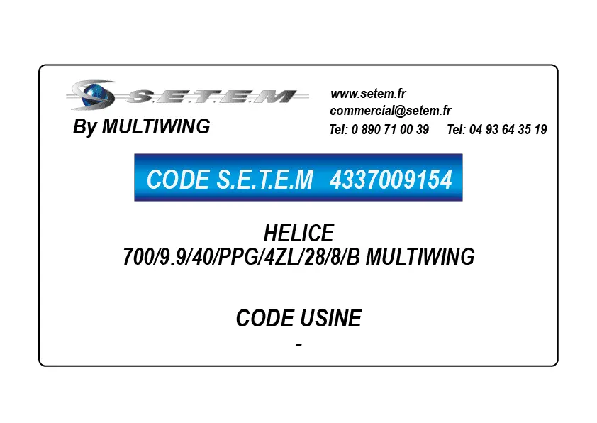 4337009154-HELICE 700/9.9/40/PPG/4ZL/28/8/B MULTIWING