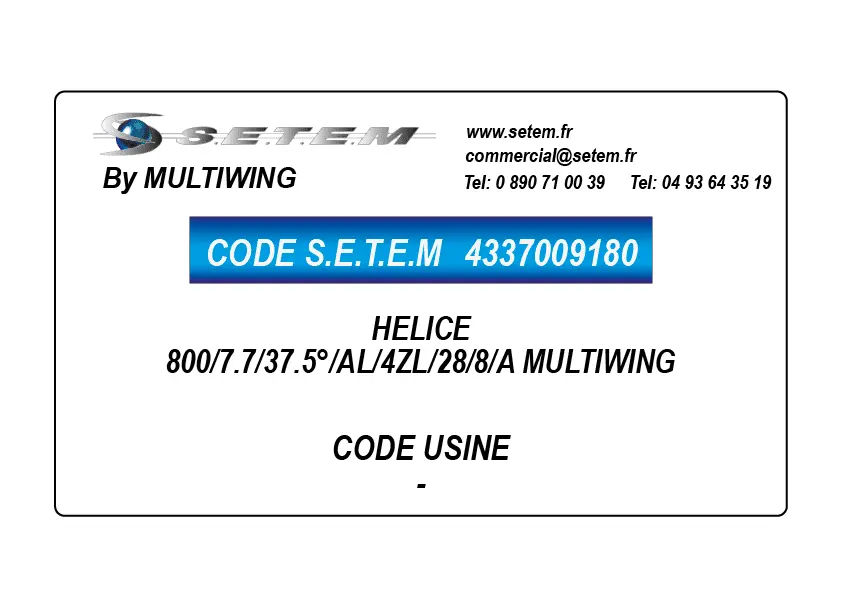 4337009180-HELICE 800/7.7/37.5°/AL/4ZL/28/8/A MULTIWING