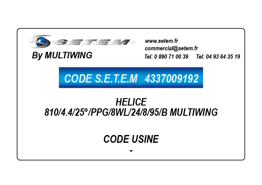 4337009192-HELICE 810/4.4/25°/PPG/8WL/24/8/95/B MULTIWING