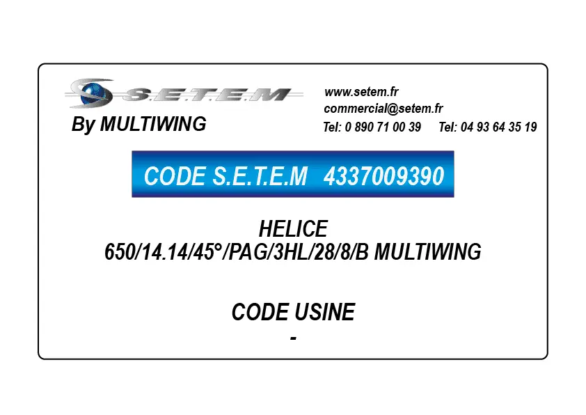 4337009390-HELICE 650/14.14/45°/PAG/3HL/28/8/B MULTIWING
