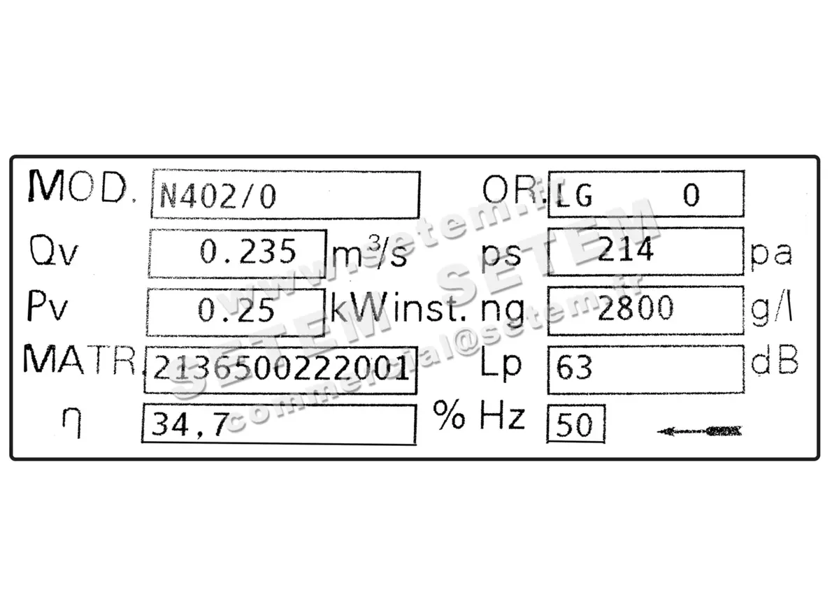 4348000031-VENTILATEUR MISTRAL N402SV 0.25KW 2P M230V LG 0° 4