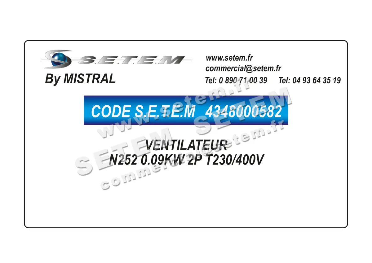 4348000582-VENTILATEUR MISTRAL N252 0.09KW 2P T230/400V
