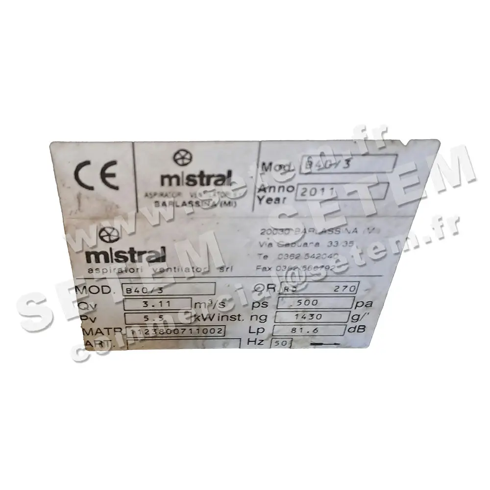 4348001756-VENTILATEUR MISTRAL B40/3 5.50KW 4P T230/400V RD 270°
