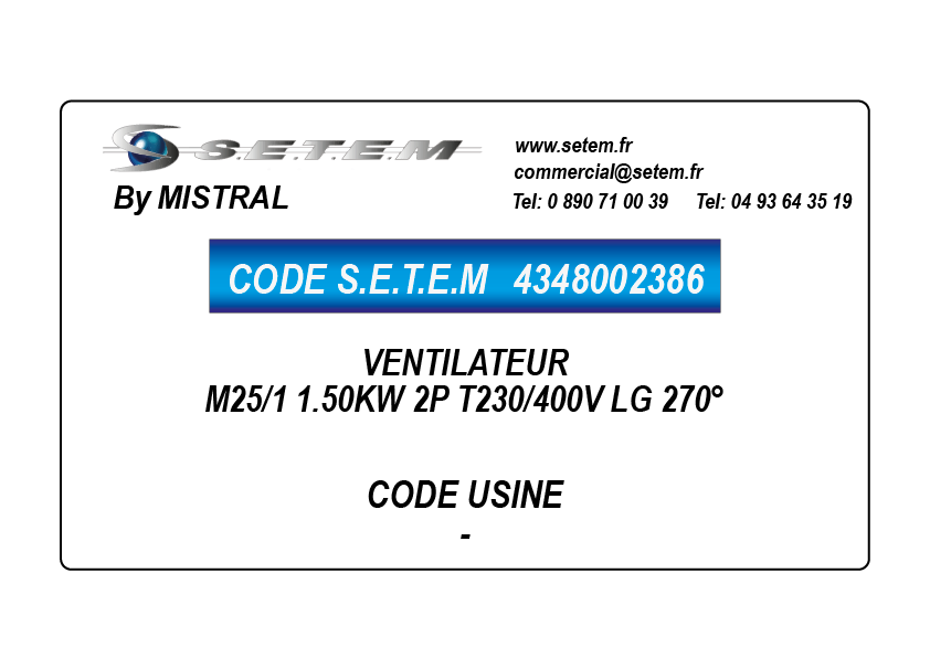 4348002386-VENTILATEUR M25/1 1.50KW 2P T230/400V LG 270°