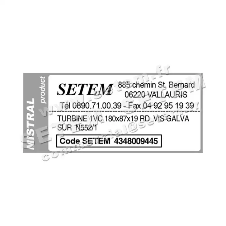4348009445-TURBINE MISTRAL 1VC.180X87X19RD VIS GALVA SUR VENTILATEUR N552/1 3