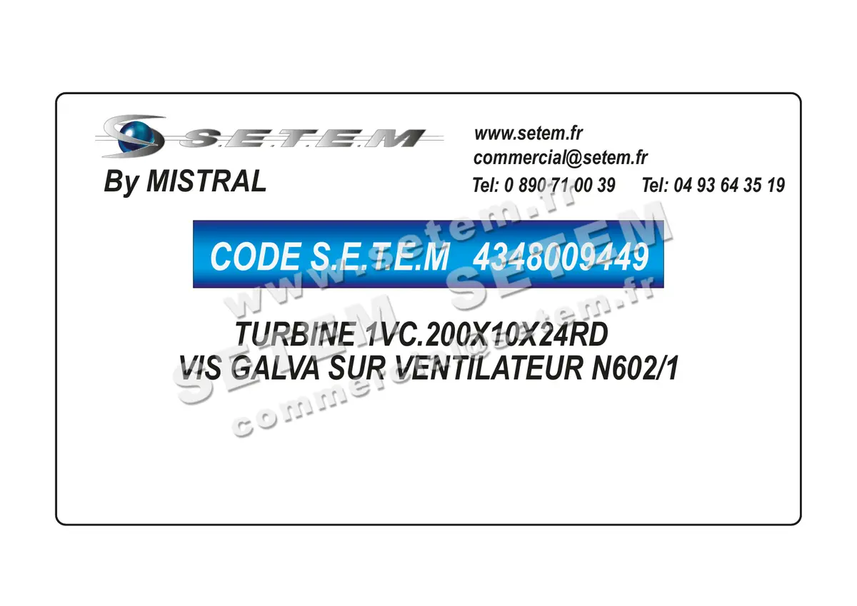 4348009449-TURBINE MISTRAL 1VC.200X100X24RD VIS GALVA SUR VENTILATEUR N602/1 3