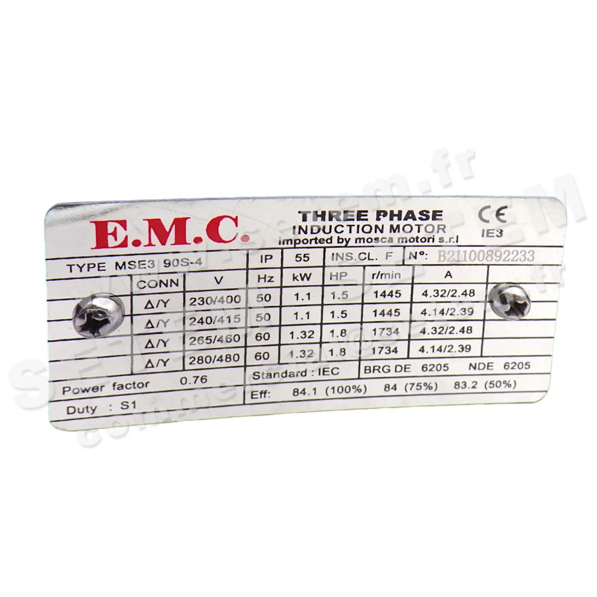 4351501065-MOTEUR EMC ELECTRIC MOTORS 1.10KW 4P T230/400V HA90 B3 MSE390S-4