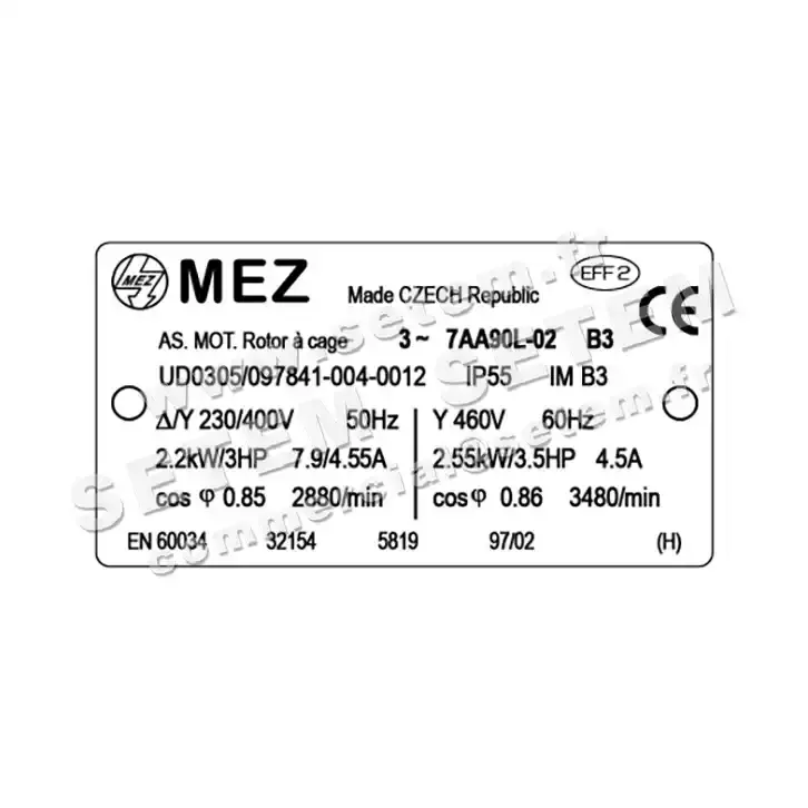 4360000081-MOTEUR MEZ 2.20KW 2P T230/400V HA90 B5 7AA90L02 2
