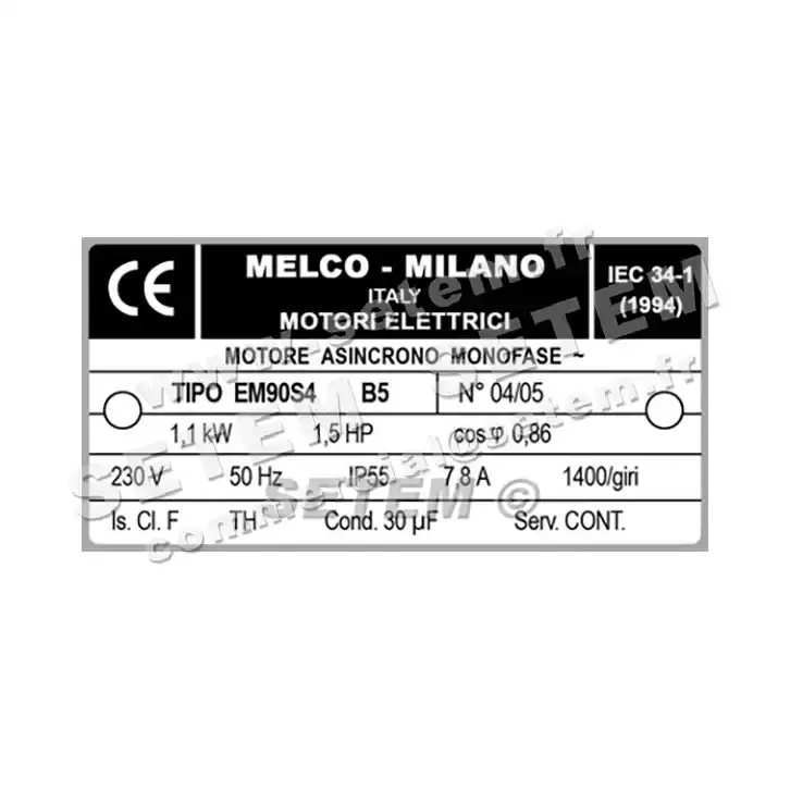 4366001581-MOTEUR MELCO VARIABLE 1.10KW 4P M230V HA90 B5 EM90S.4
