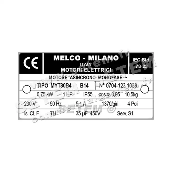 4366001852-MOTEUR MELCO VARIABLE 0.75KW 4P M230V HA80 B14 MYT80B.4 2