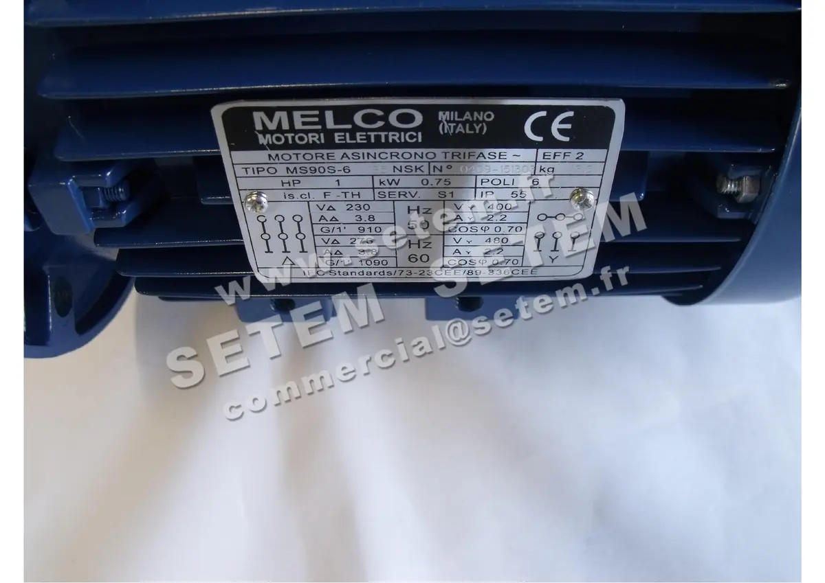 4366006531-MOTEUR MELCO VARIABLE 0.75KW 6P T230/400V HA90 B5 MS90S.6 4