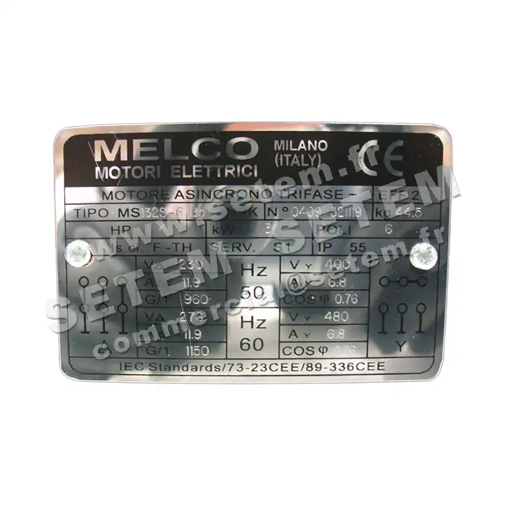 4366006571-MOTEUR MELCO VARIABLE 3KW 6P T230/400V HA132 B5 SERIE E 2