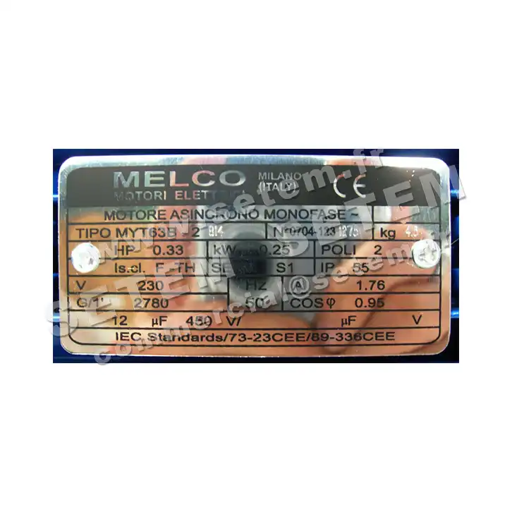 4366009890-MOTEUR MELCO 0.25KW 2P M230V HA63 B14 MYT63B.2 2