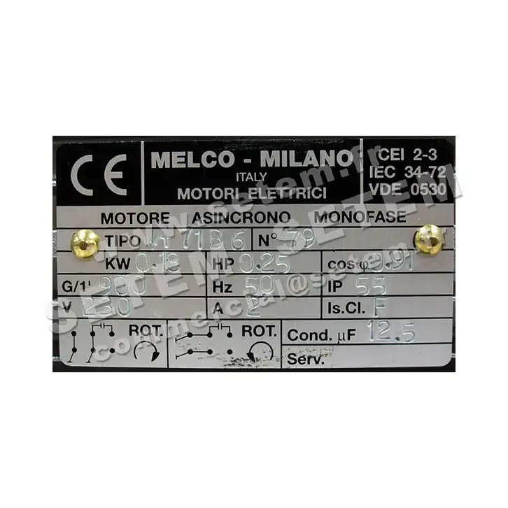 4366009972-MOTEUR MELCO 0.18KW 6P M230V HA71 B5 2