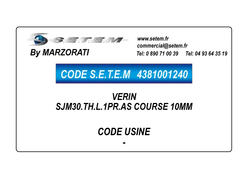 4381001240-VERIN MARZORATI SISTEMI DI TRANSMISIONE SJM30.TH.L.1PR.AS COURSE 10MM