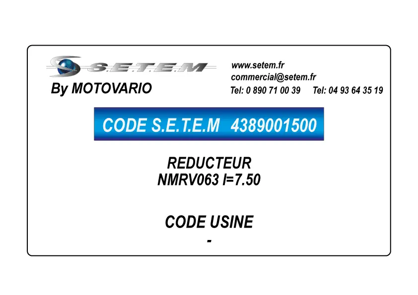 4389001500-REDUCTEUR NMRV063 I=7.50 MOTOVARIO