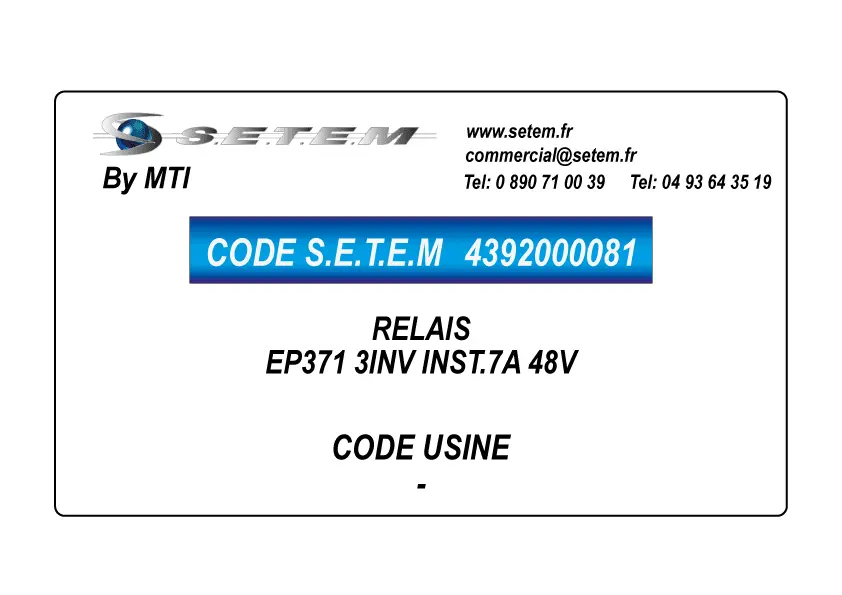 4392000081-RELAIS MTI EP371 3INV INST.7A 48V