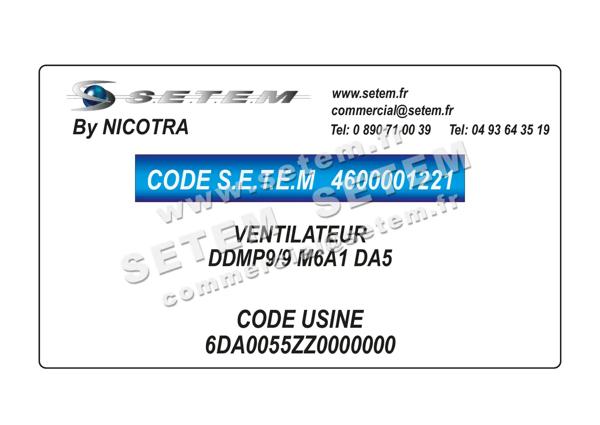 4600001221-VENTILATEUR NICOTRA DDMP9/9 M6A1 DA5 *6DA0055ZZ0000000*