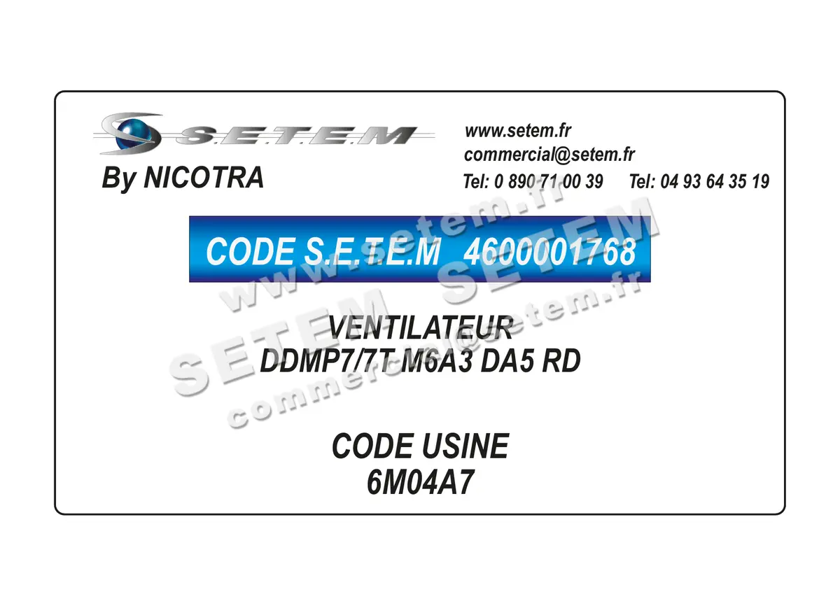 4600001768-VENTILATEUR NICOTRA DDMP7/7T M6A3 DA5 RD *6M04A7*
