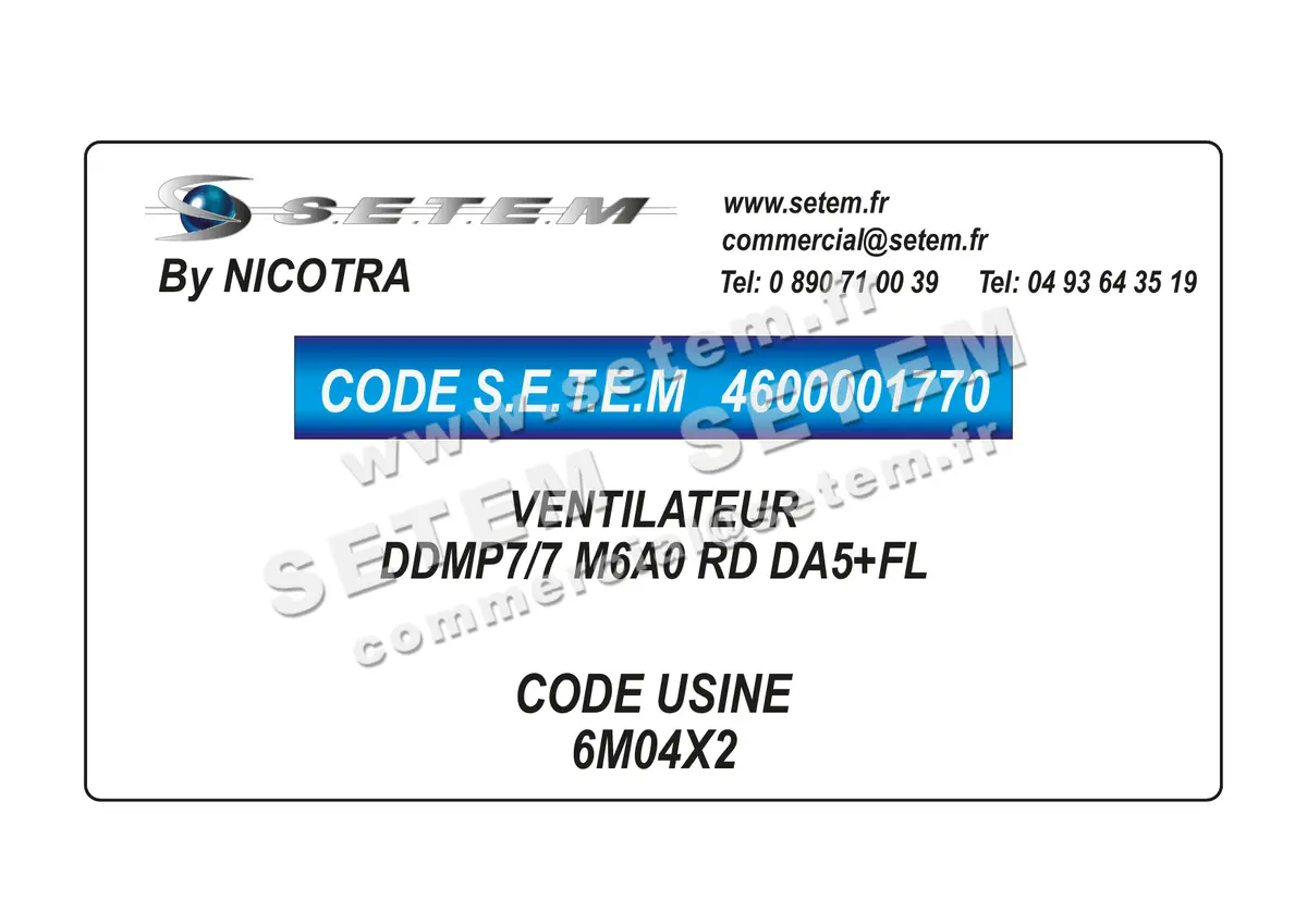 4600001770-VENTILATEUR NICOTRA DDMP7/7 M6A0 RD DA5+FL *6M04X2*