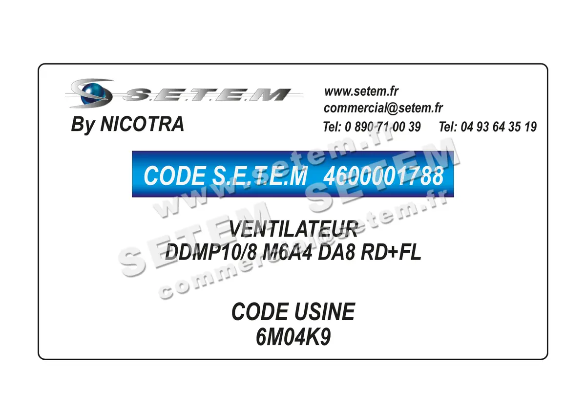 4600001788-VENTILATEUR NICOTRA DDMP10/8 M6A4 DA8 RD+FL *6M04K9*