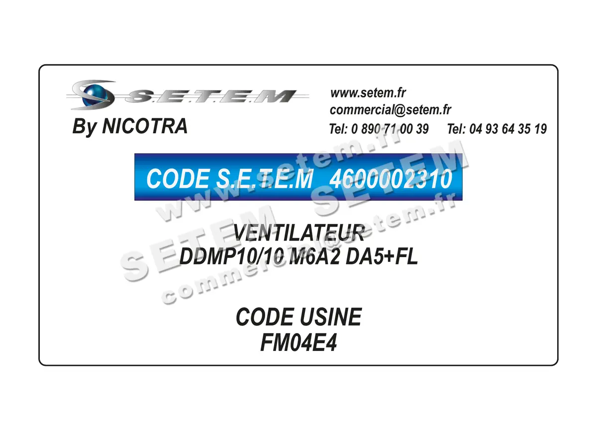 4600002310-VENTILATEUR NICOTRA DDMP10/10 M6A2 DA5+FL *FM04E4*