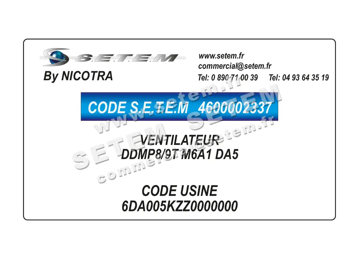 4600002337-VENTILATEUR NICOTRA DDMP8/9T M6A1 DA5 *6DA005KZZ0000000*