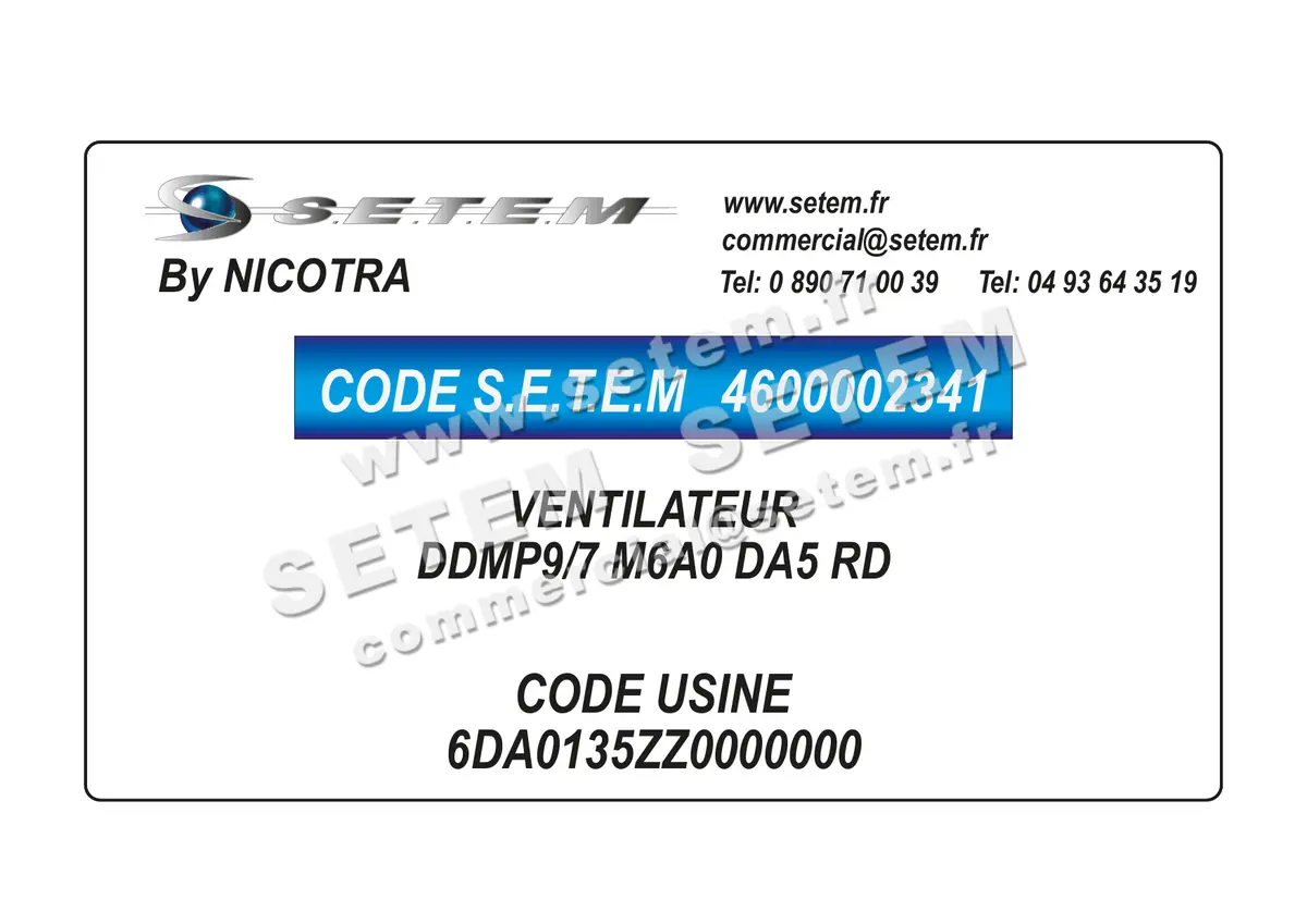 4600002341-VENTILATEUR NICOTRA DDMP9/7 M6A0 DA5 RD *6DA0135ZZ0000000*
