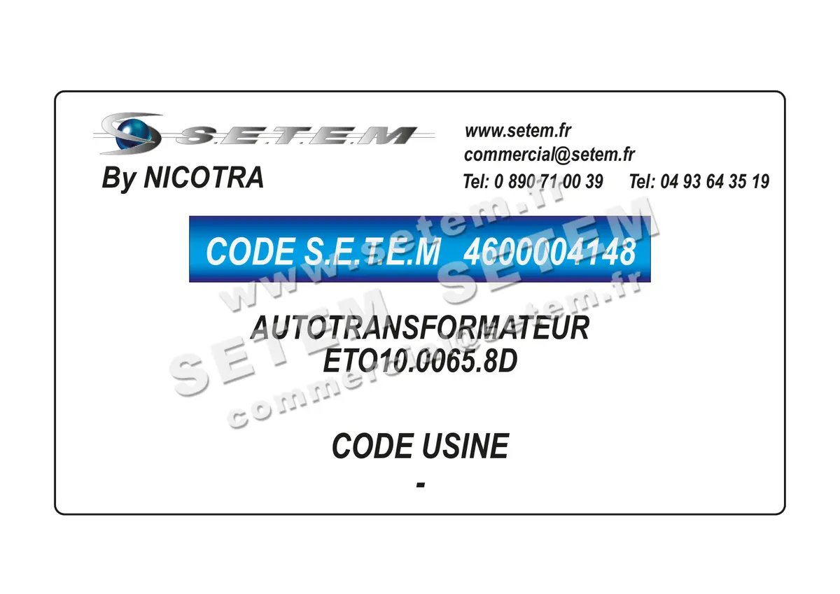 4600004148-AUTOTRANSFORMATEUR ETO10.0065.8D NICOTRA