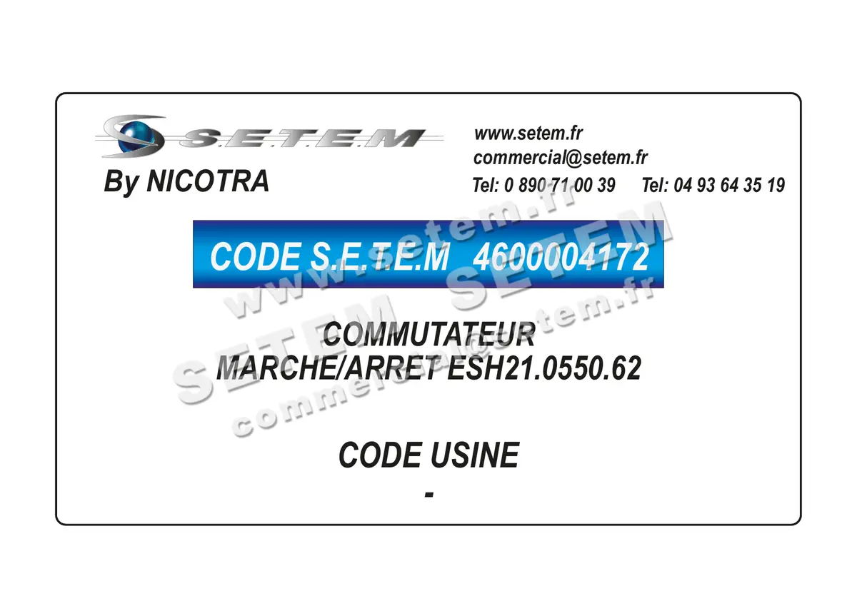 4600004172-COMMUTATEUR MARCHE/ARRET ESH21.0550.62 NICOTRA
