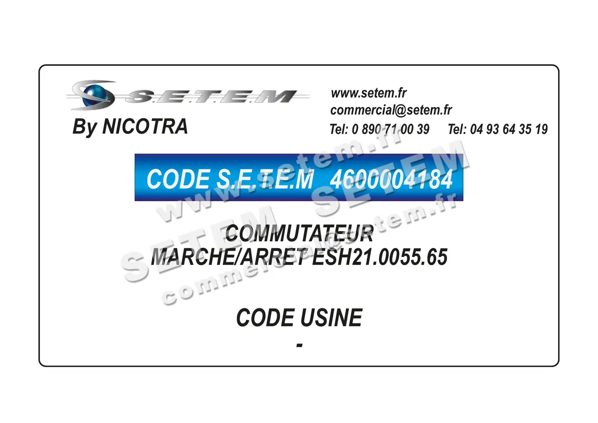 4600004184-COMMUTATEUR MARCHE/ARRET ESH21.0055.65 NICOTRA