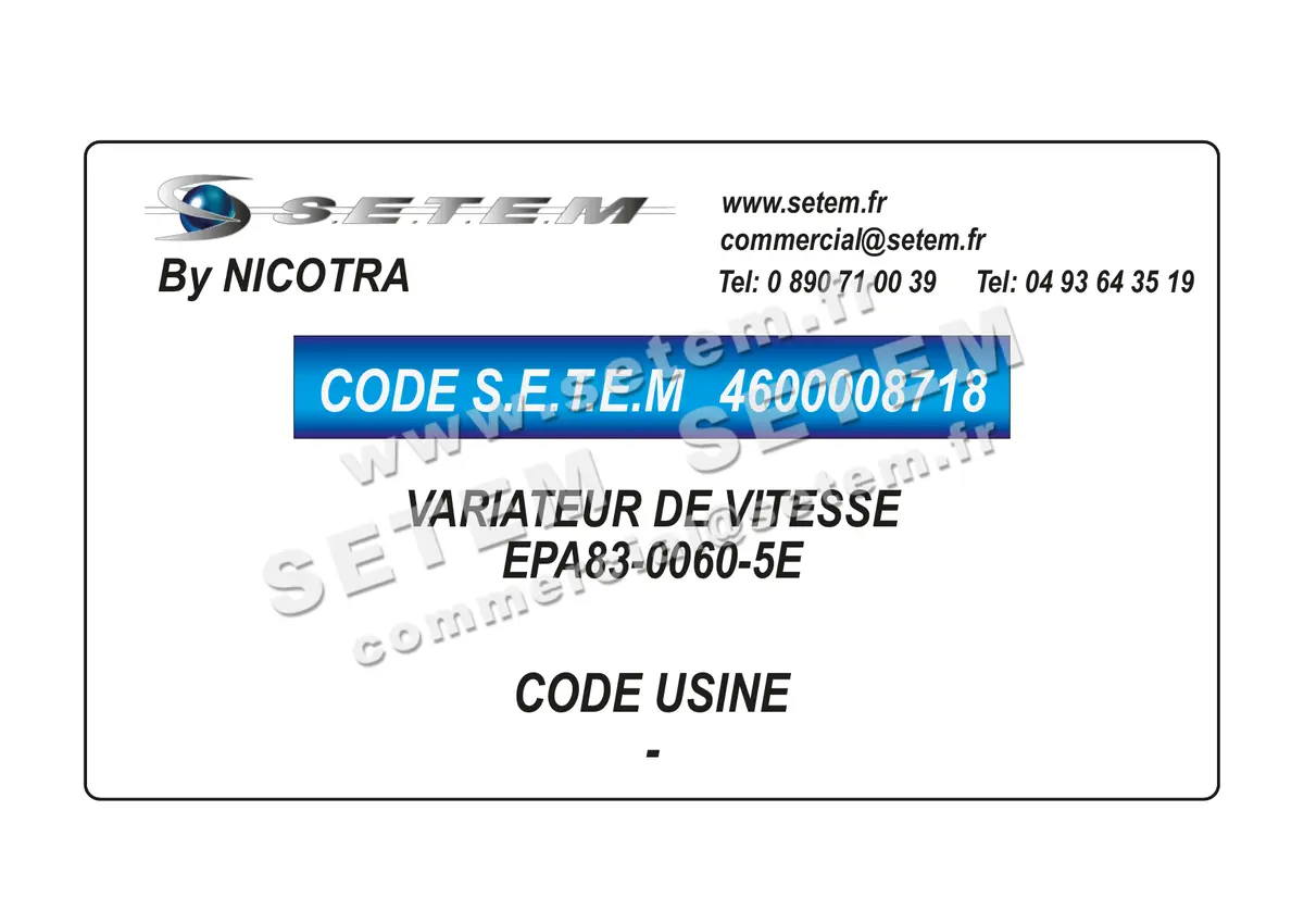 4600008718-VARIATEUR DE VITESSE EPA83-0060-5E NICOTRA