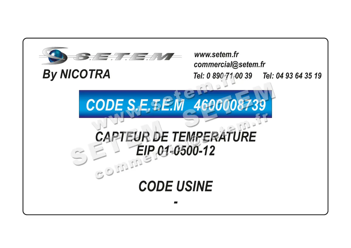 4600008739-CAPTEUR DE TEMPERATURE NICOTRA EIP 01-0500-12