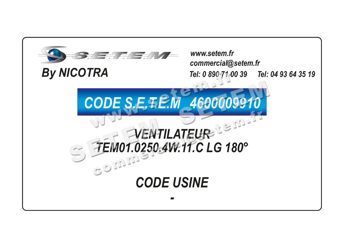 4600009910-VENTILATEUR NICOTRA TEM01.0250.4W.11.C LG 180°
