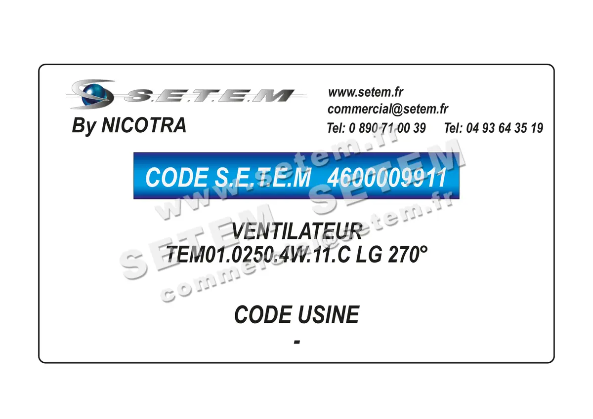 4600009911-VENTILATEUR NICOTRA TEM01.0250.4W.11.C LG 270°
