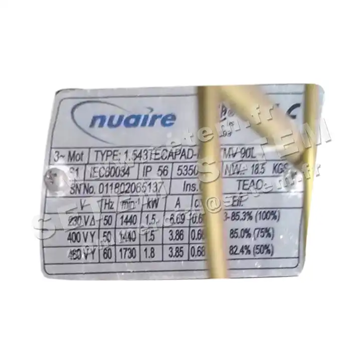 4623005968-MOTEUR NUAIRE 1.50KW 4P T230/400V HA90 1.543TECAPAD-NU TMV90L-4